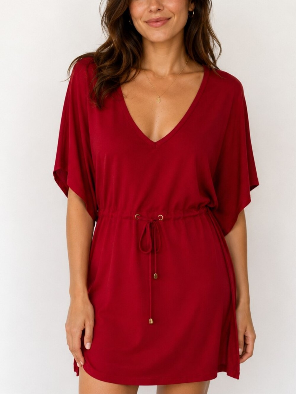 Calvin Klein Red V-Neck Dress 8